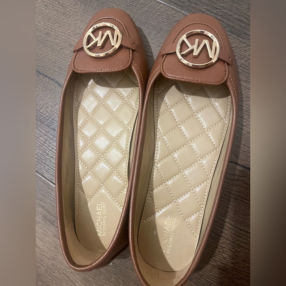 Michael Kors Brown Leather Women's Flats - Picture 3 of 6